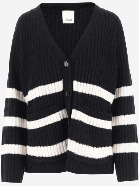 Cardigan Made Of Wool Blend With Striped Pattern