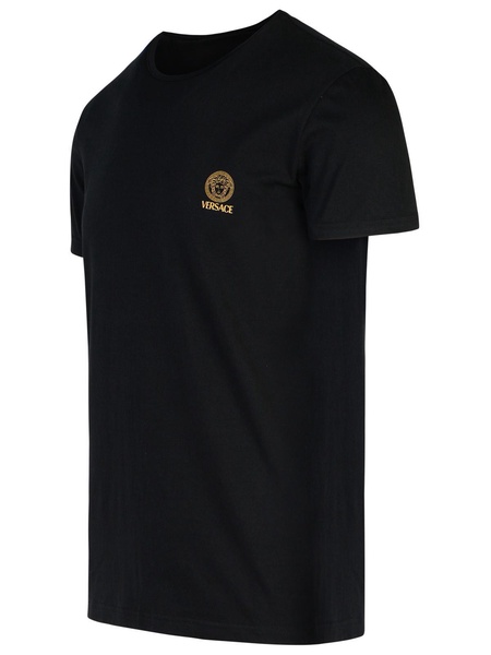 Versace 2 Black Cotton T-Shirts Set Man