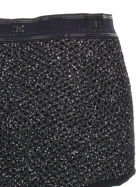 Logo Plaque Sequin-embellished Shorts