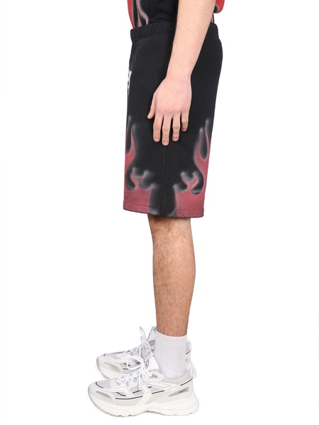 Bermuda Shorts With Flames Print