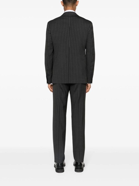 Charcoal Grey Pinstriped Single-breasted Wool Suit