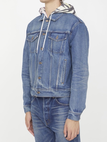 Denim Jacket With Tie-dye Hood