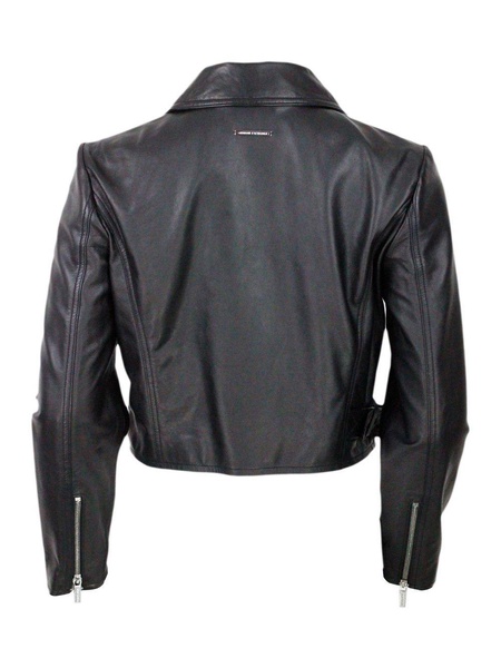 Zipped Buckle-fastened Leather Jacket