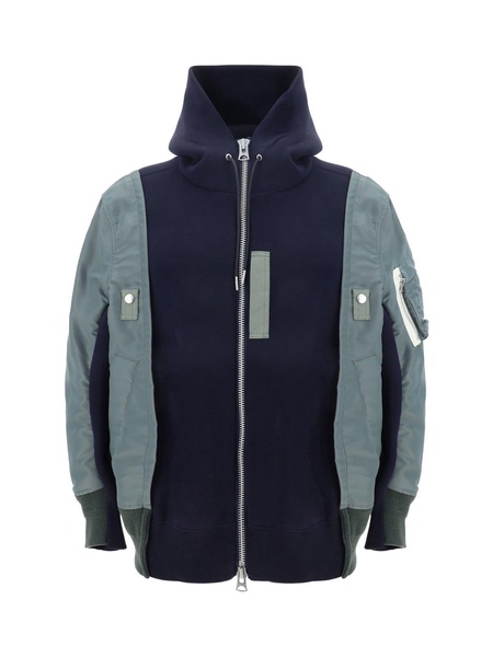 Panelled Zip-up Drawstring Hoodie