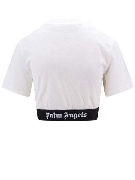 Palm Angels Logo Waistband Cropped T-Shirt