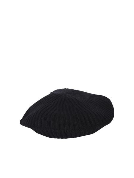 Ganni Ribbed Knit Beret In Black