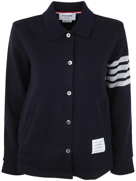 Long Sleeve Button Down A-line Shirt In Double Face Knit With Eng 4bar