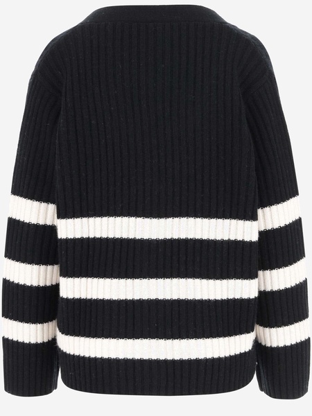 Cardigan Made Of Wool Blend With Striped Pattern