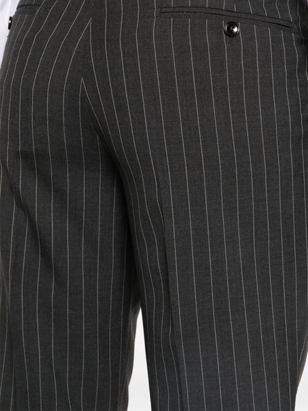 Charcoal Grey Pinstriped Single-breasted Wool Suit