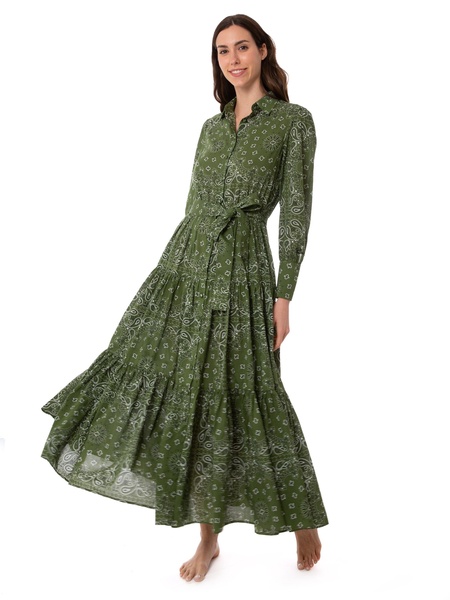 Woman Green Bandanna Long Dress Jensen