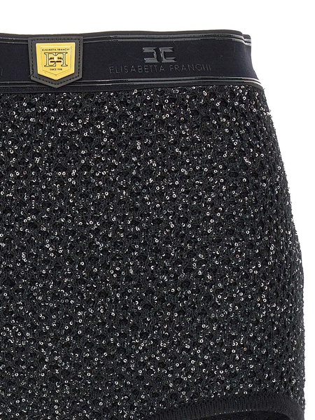 Logo Plaque Sequin-embellished Shorts