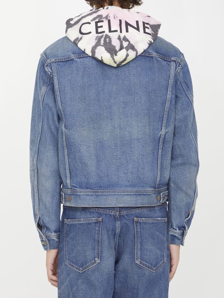 Denim Jacket With Tie-dye Hood