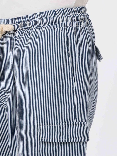 Man Blue Striped Linen Bermuda Marseille