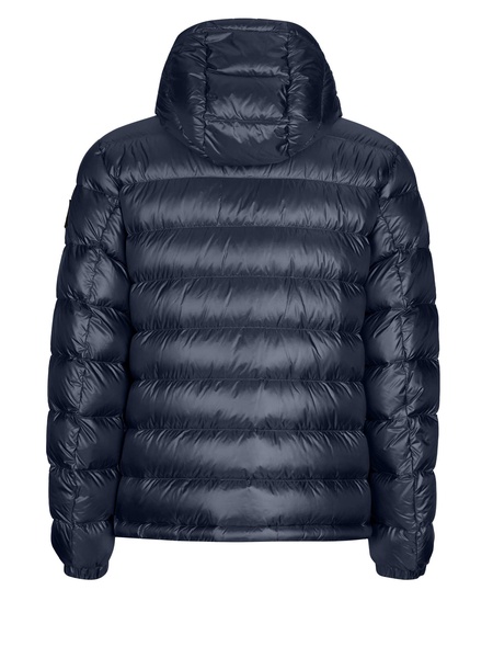 Men's Blue Quilted Down Jacket With Hood