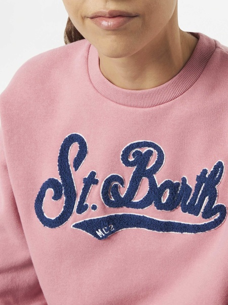 Woman Pink Fleece Sweatshirt With Terry Logo