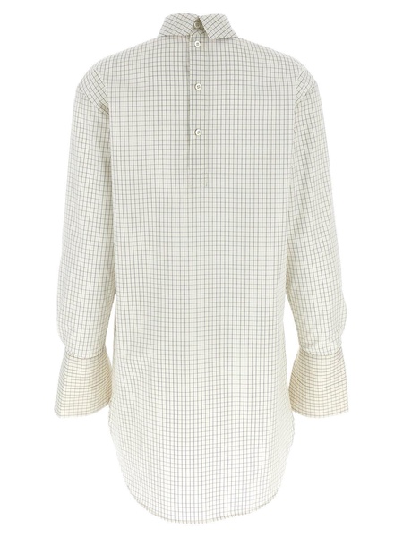 Grid Mock-neck Long Sleeved Shirt