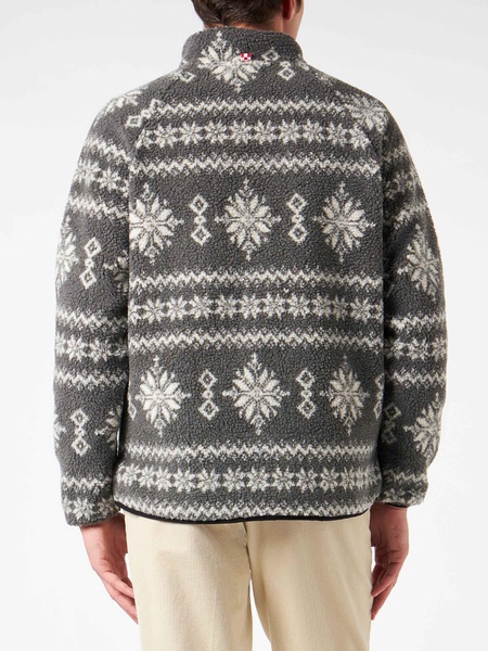 Man Sherpa Jacket With Fair-isle Print