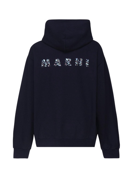 Cotton Sweatshirt With Large Hood With Drawstring