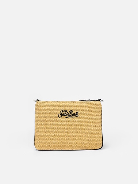 Parisienne Straw Pochette With Los Angeles Embroidery