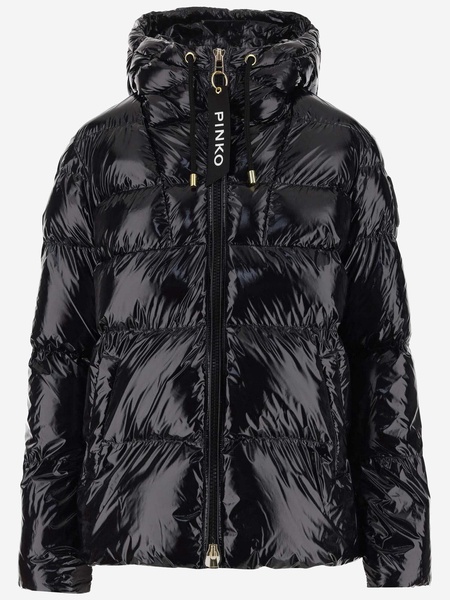 Pinko Nylon Down Jacket With Logo