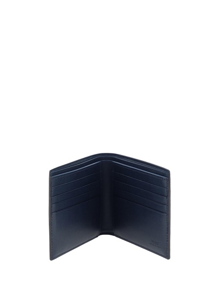 'Fendi Diagonal' Blue Bi-Fold Wallet in Leather and FF Canvas Man