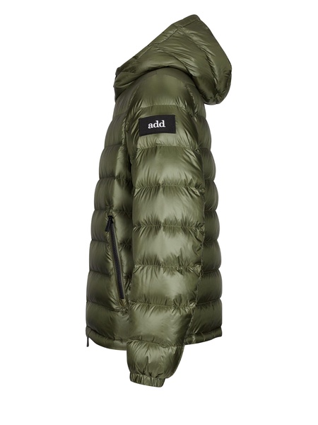 Green Quilted Down Jacket With Hood Men