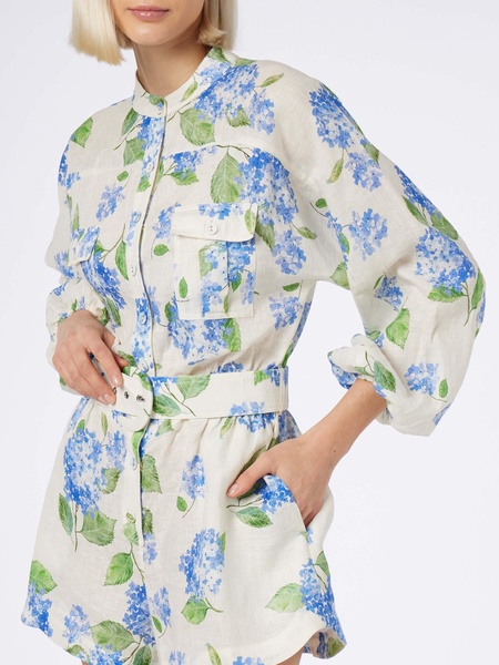 Woman Floral Linen Playsuit Hanniel