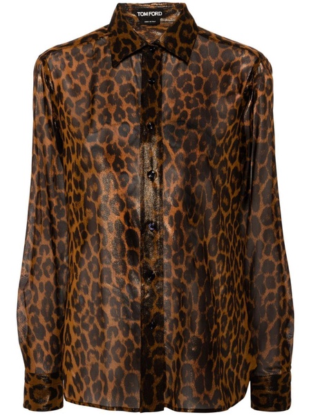 TOM FORD Laminated Leopard Print Silk Shirt for Women