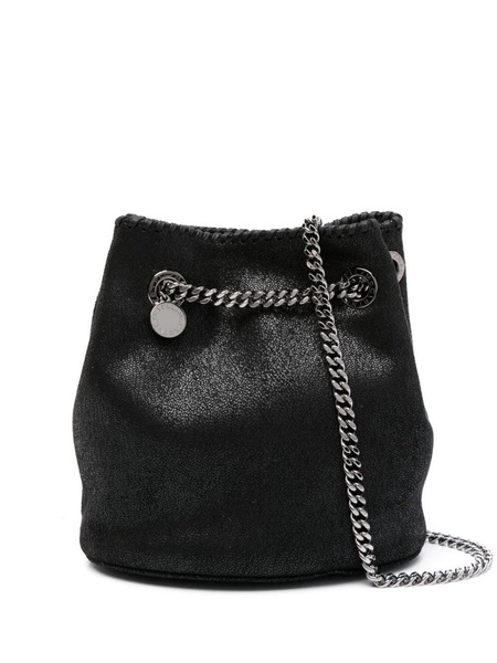 STELLA MCCARTNEY Matte Black Vegan Mini Bucket Bag with Chain Strap 19x20x12 cm