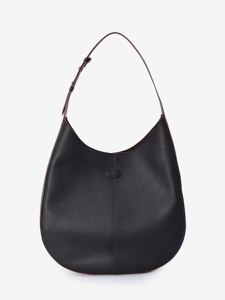 TOD'S Elegant Black Leather Hobo Handbag 38x40x10 cm