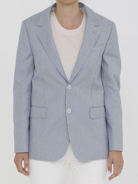 CELINE Striped Single-Breasted Jacket in Shades of Blue and White for Women