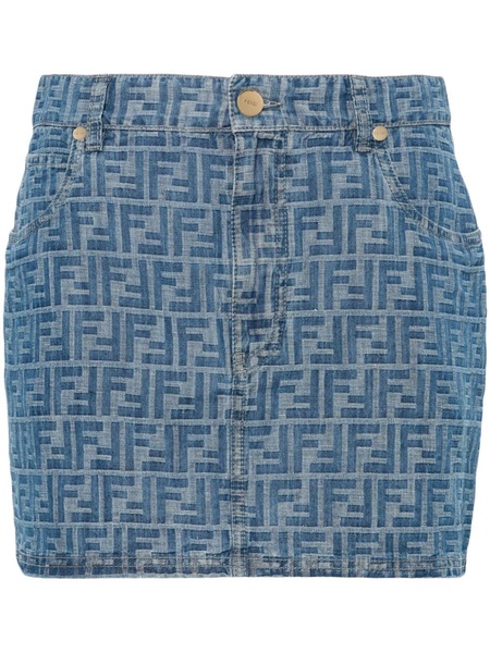 FENDI Chic Blue Mini Chambray Skirt with Eco-Friendly Jacquard Design