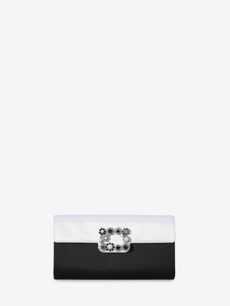 ROGER VIVIER Elegant Satin Flower Buckle Mini Clutch 24x13x3.5 cm