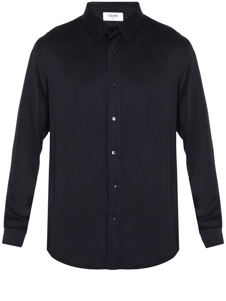 CELINE Black Silk Polka-Dot Shirt for Men