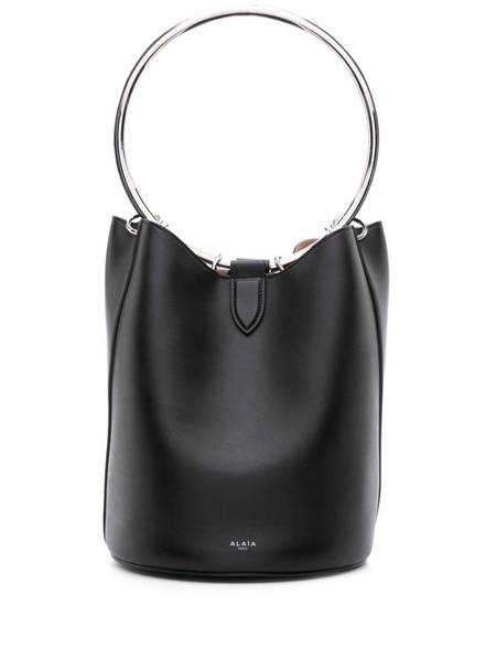 ALAIA Elegant Large Leather Bucket Handbag with Ring Detail