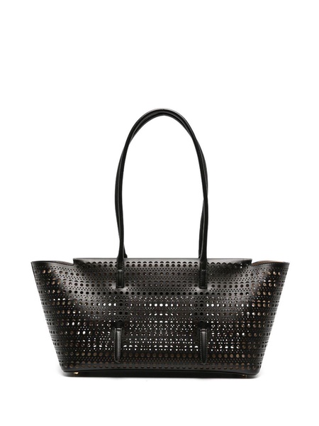 ALAIA Elegant Mini Vienne Leather Tote with Removable Pouch - Black