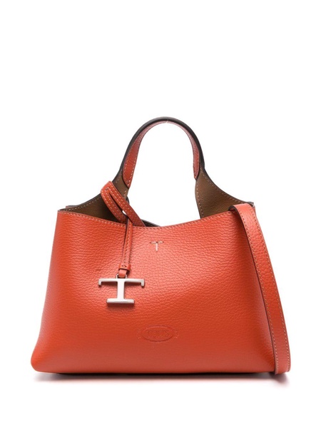 TOD'S Timeless Mini Leather Tote in Burnt Orange