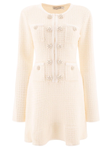 Crystal-Embellished Knitted Mini Dress