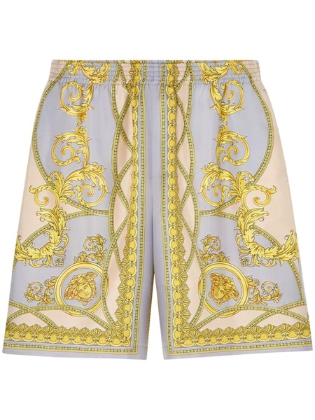 VERSACE Baroque Print Silk Knee-Length Shorts