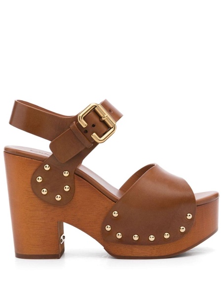 CHLOÉ Elegant Leather Clogs with Block Heel - 110mm