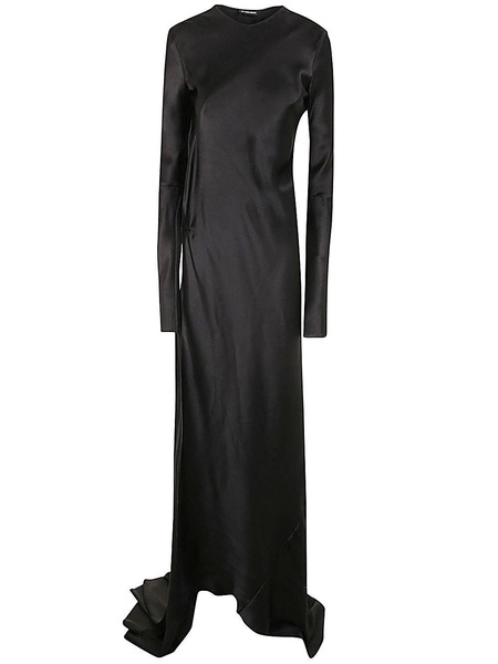 Demy X-long High Slit Long Sleeve Dress - 099 Black / 40