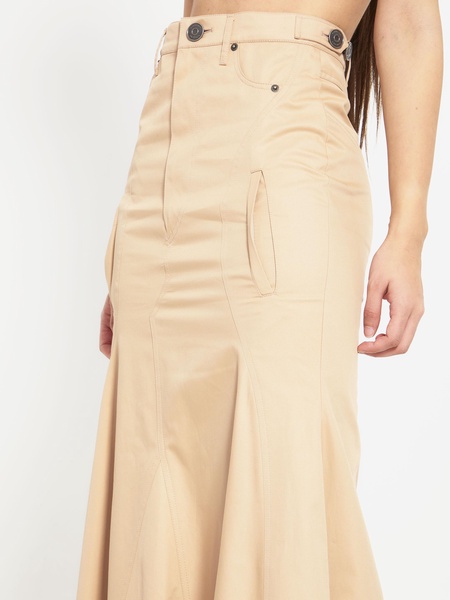 Cotton gabardine long skirt