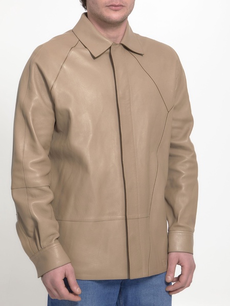 LOEWE Beige Lambskin Puzzle Shirt for Men - SS23 Collection