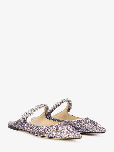 JIMMY CHOO Multicolor Glitter Flat Ballerinas with Crystal Strap