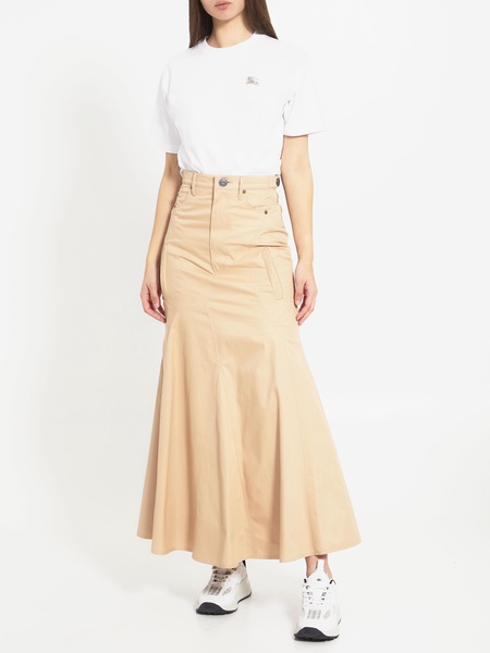 Cotton gabardine long skirt