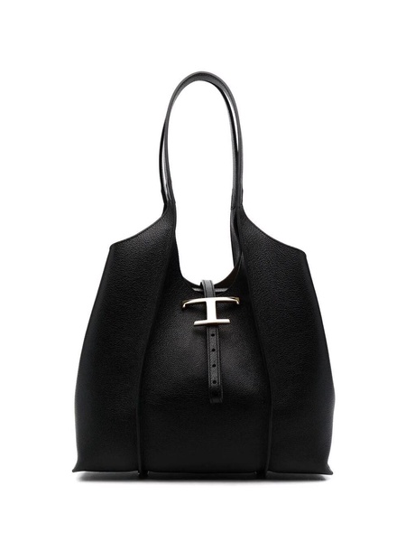 T Timeless Shopping Bag In Black Leather