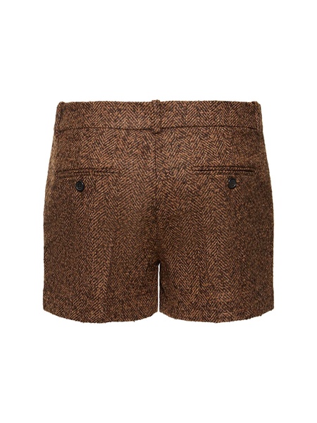 Herringbone tweed mini shorts