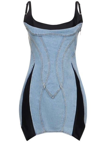 Denim & jersey mini dress