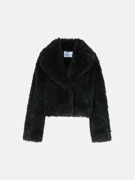 'SAMARA' BLACK POLYESTER FAUX FUR COAT