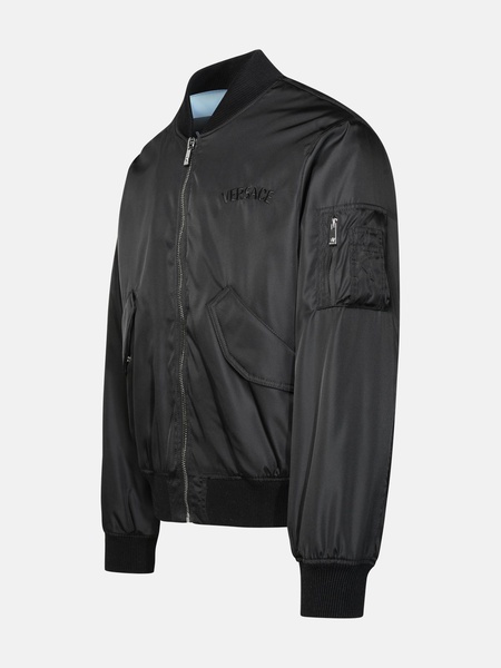 BLACK NYLON BOMBER JACKET